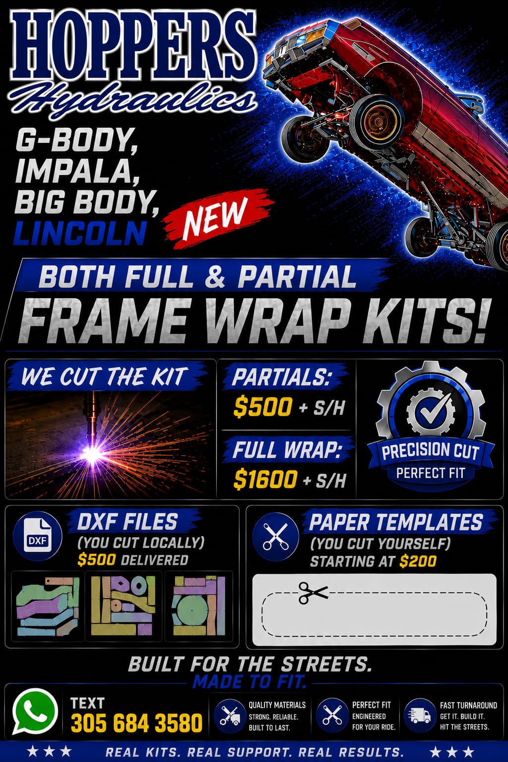 Hoppers Hydraulics full and partial frame wrap kit options